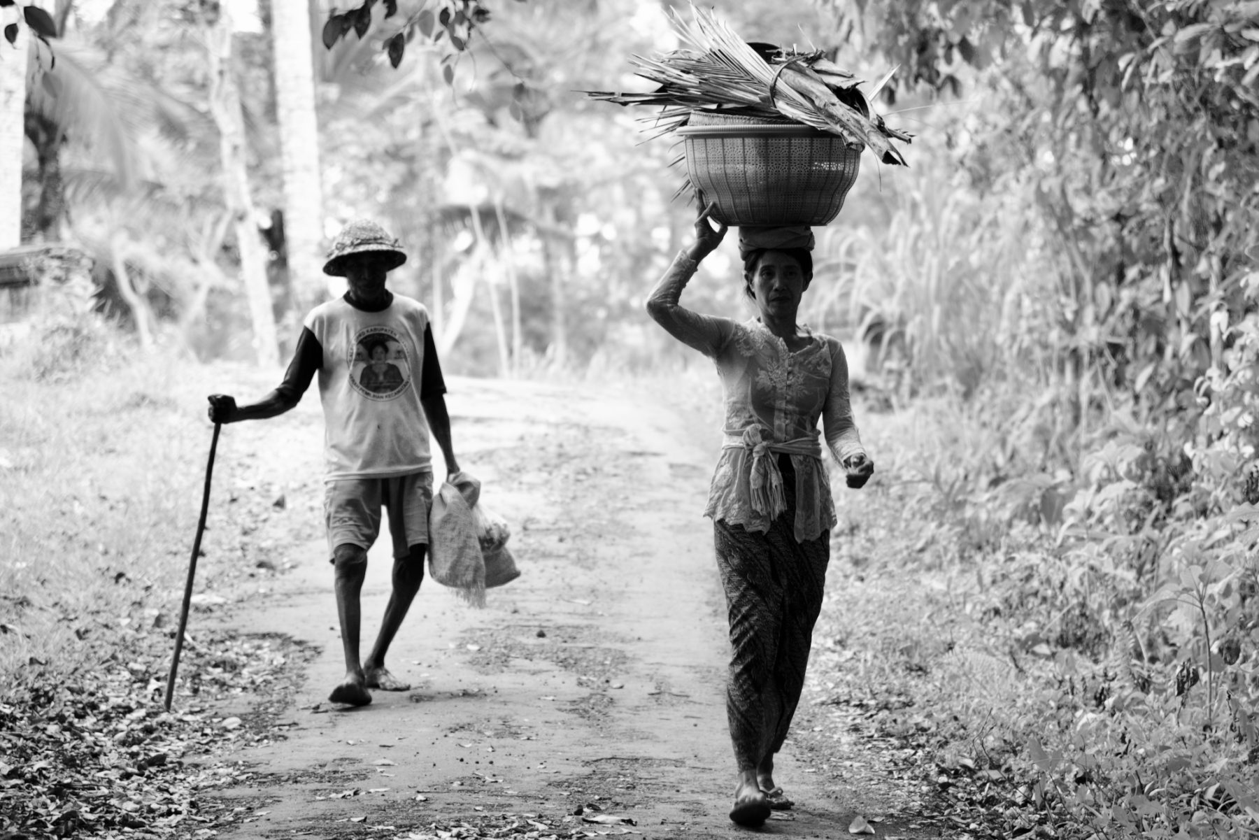 Rural Bali Life: carrying, walking returning