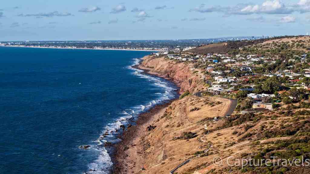 Aerial view of Hallett Cove coastline